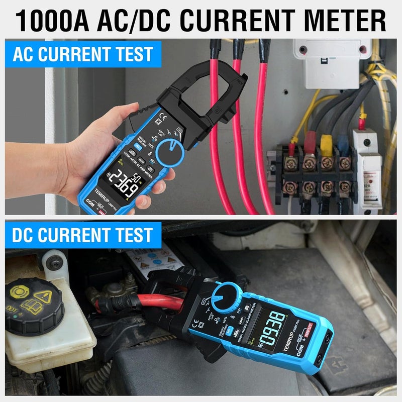 Temirup Inrush Digital Clamp Meter Multimeter - T-RMS 6000 Counts 1000A Amp Voltage Tester with VFD, LOZ, Measures NCV, AC/DC Voltage Current, Continuity Capacitance Frequency Resistance, Temperature - Image 5